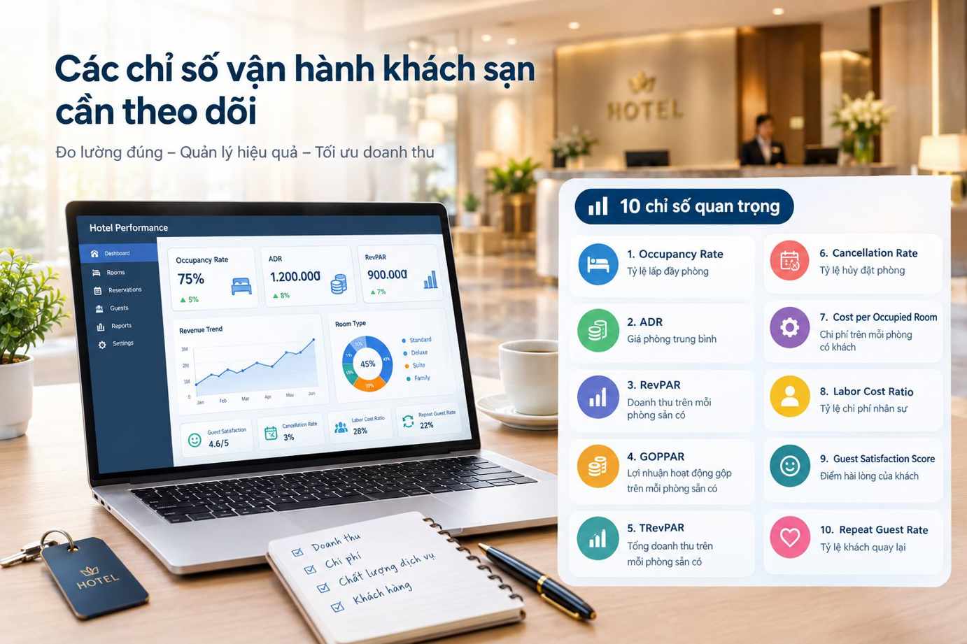 Các chỉ số vận hành khách sạn quan trọng cần theo dõi